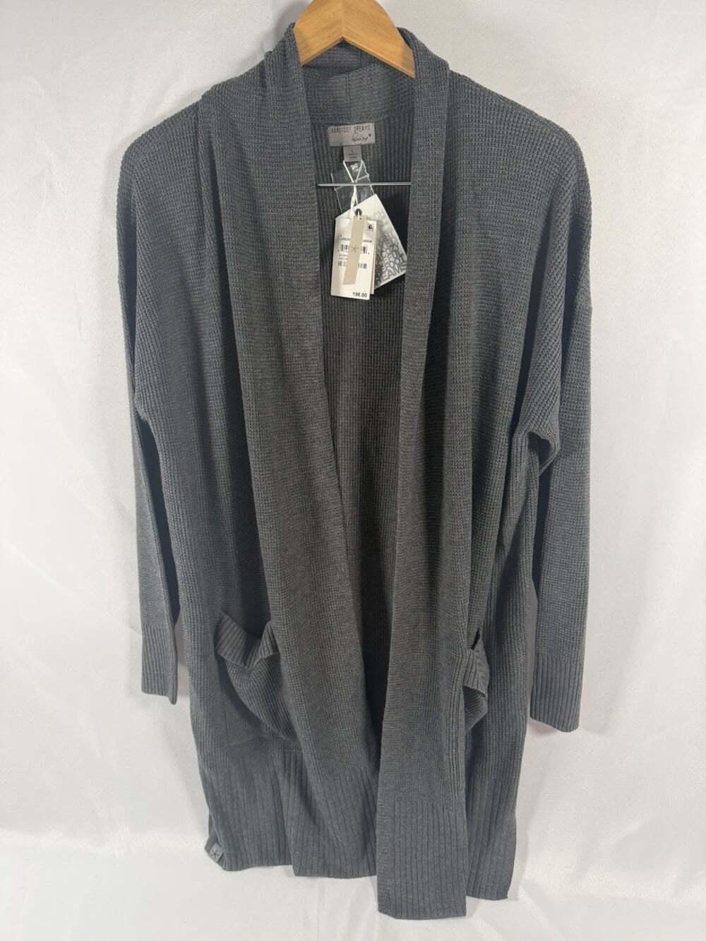 Barefoot Dreams LuxeBlend Waffle Knit Cardigan Anchor Large NWT